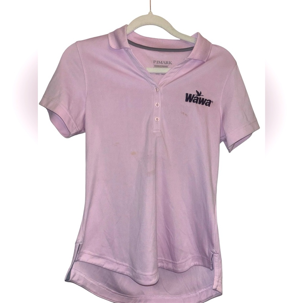 Wawa uniform light pink collar shirt